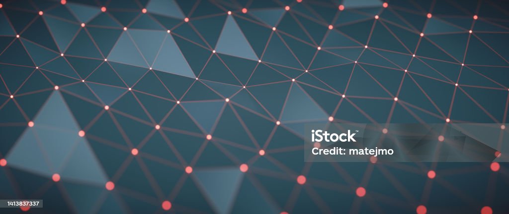 Triangular Meshgrid Glowing Red Triangular Mesh Grid Surface Defocused With Gray Background ...