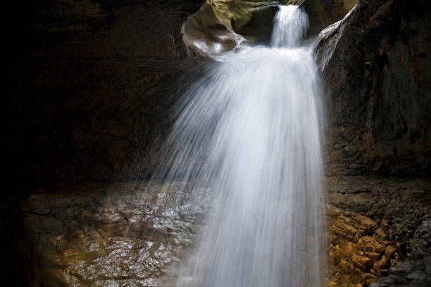 Canyon in the mountain gorge mountain river sunlight, Saltinsky waterfall Dagestan Russia