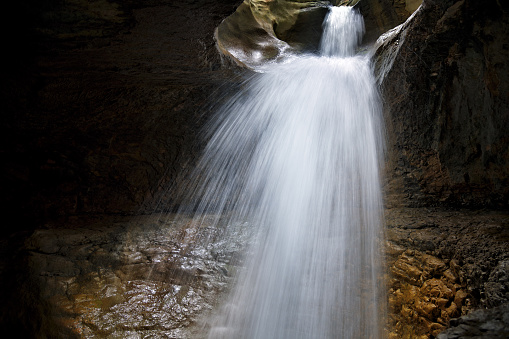 Waterfall at Springtime at Inniswood Public Gardens in Ohio, USA