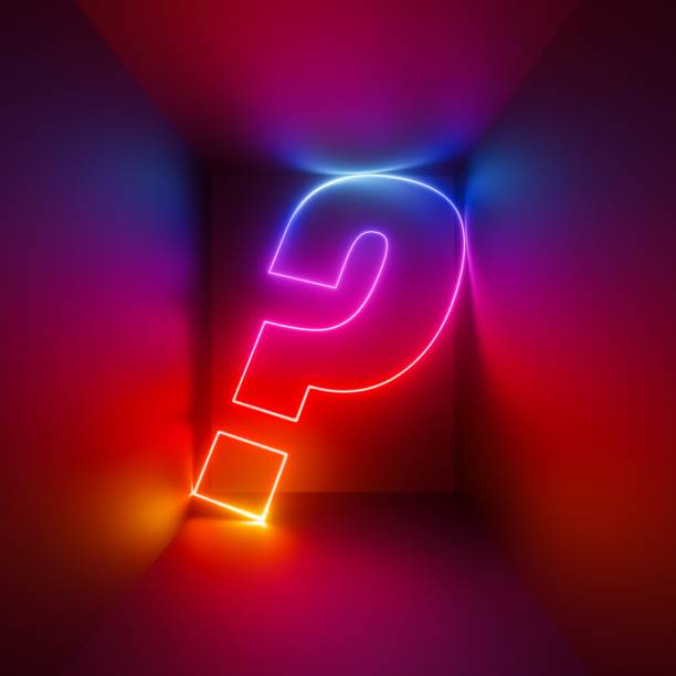 istock 3d rendering, red blue neon question mark, digital symbol inside square box glowing in infrared light 1413848552