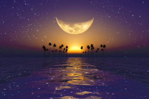 istock big yellow moon over purple sunset 1413850210