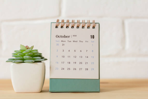istock Hello, October.Desktop calendar for planning for October 2022. 1413852768