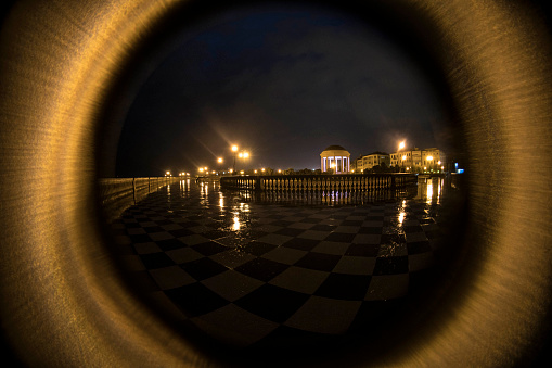 the terrazza Mascagni of Livorno photographed with a fish eye view