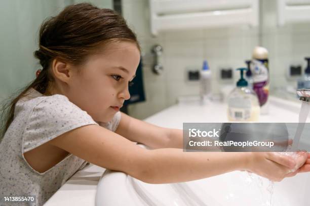 We Must Wash Our Hands For At Least 20 Seconds Stock Photo - Download Image Now - 4-5 Years, Active Lifestyle, Arms Outstretched