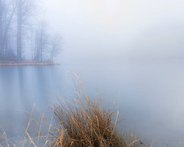 Tranquility on a still frozen late winter lake.