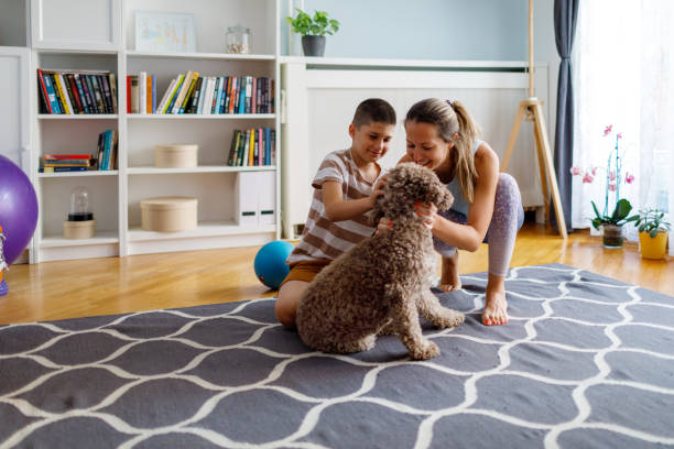 istock Playing With Dog After Home Workout 1413858826