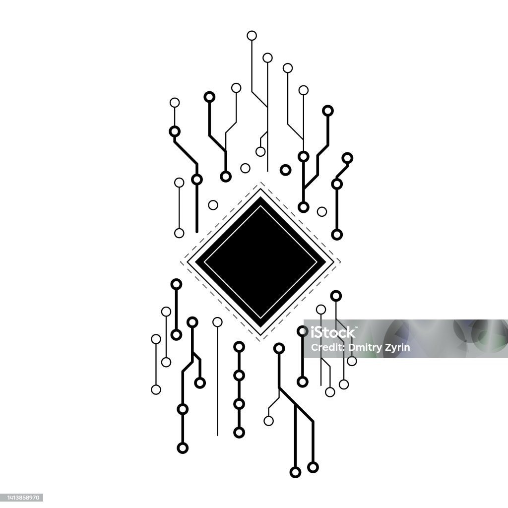 Lay Out Line Computer Science Abstract Black Simple Line Cpu Computer Technology Doodle Outline ...