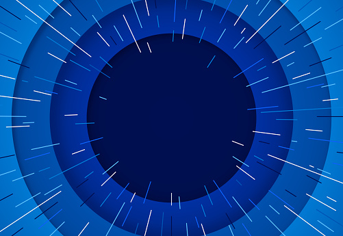 Blue concentric circles zoom speed abstract background design.