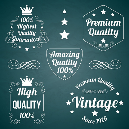 Premium quality badges. Set of elegant tags. Vector vintage quality elements