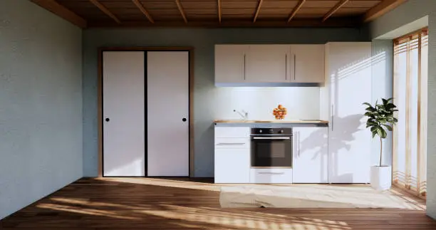 Kitchen room Mint modern style.3D rendering