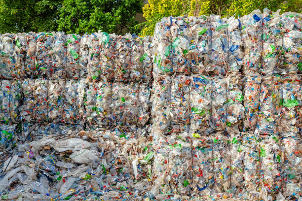 istock a pile of compressed plastic waste at a waste recycling plant 1413868651
