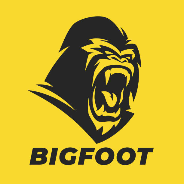 gorilla bigfoot schrei vektor symbol - tierzahn stock-grafiken, -clipart, -cartoons und -symbole
