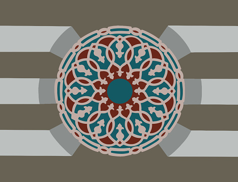 Arabic floral ornament traditional Islamic design .changeable colors decoration element. Vector illustration.