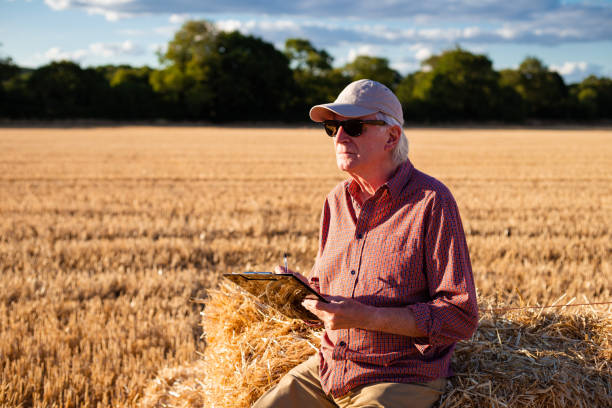 istock Farmers working on the land and checking crops 1413873477