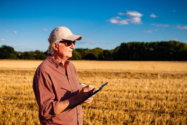 istock Farmers working on the land and checking crops 1413873661