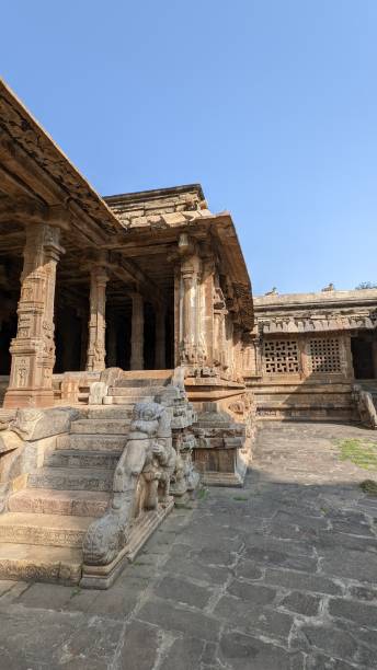 Even handrails have stone sculptures, Dharasuram, Tamil Nadu, India