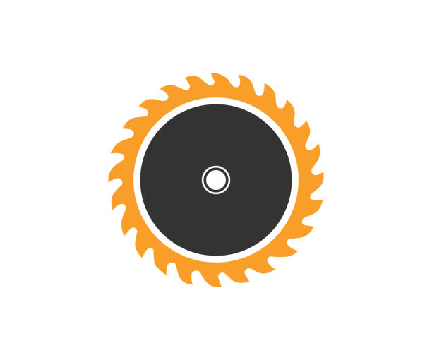 istock Saw Blade, Carpentry, woodworking. Label for carpentry, woodworkers, lumberjack, sawmill service vector design and illustration. 1413877149