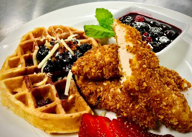 istock Hollywood Almond Crusted Chicken and White Cheddar Waffles 1413878747