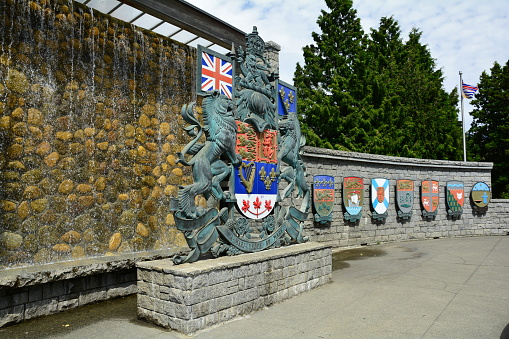 Provincial and Territorial coats of arms in Confederation park in Victoria BC, Canada.