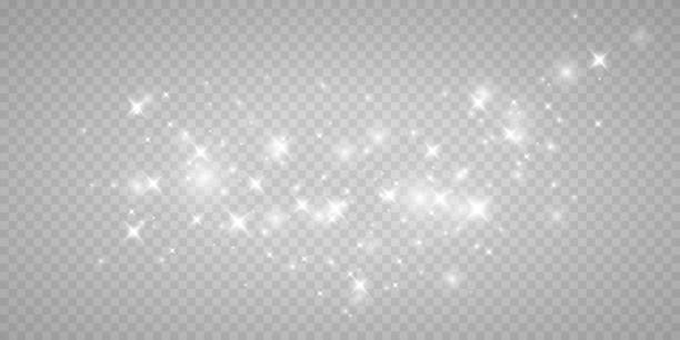 ilustraciones, imágenes clip art, dibujos animados e iconos de stock de luz de polvo png blanco. bokeh luces de luz efecto fondo. fondo navideño de polvo brillante confeti bokeh de luz brillante navideña y textura de superposición de chispa para su diseño. - christmas lights flash