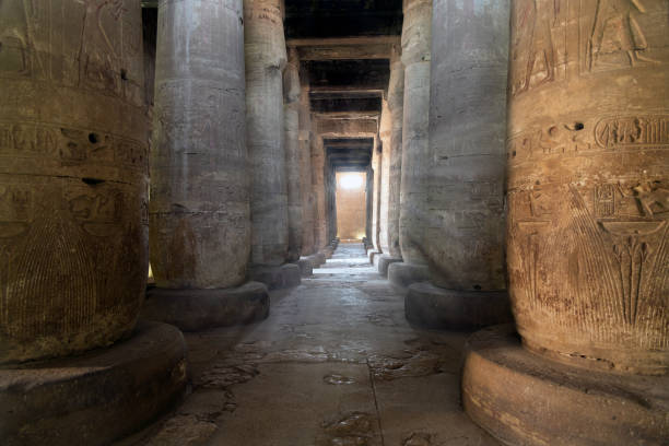 Abydos, Suhag-Egypt - march 25.2021:Columns in Osiris Temple, in Abydos middle Egypt. Abydos, Suhag-Egypt - march 25.2021:Columns in Osiris Temple, in Abydos middle Egypt. abydos stock pictures, royalty-free photos & images