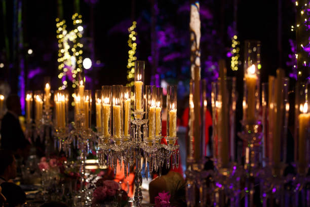 istock Candles on the table at the wedding party 1413887822