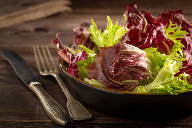 Healthy fresh salad mix. Leaf salad.