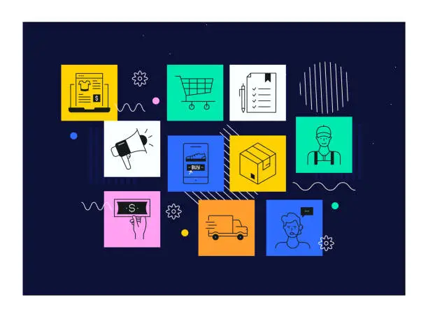 Vector illustration of Online Shopping Related Vector Banner Design Concept.