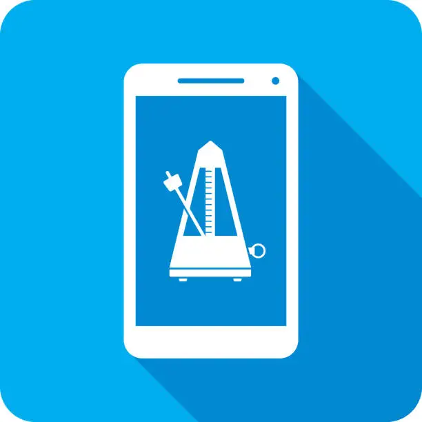 Vector illustration of Metronome Smartphone Icon Silhouette