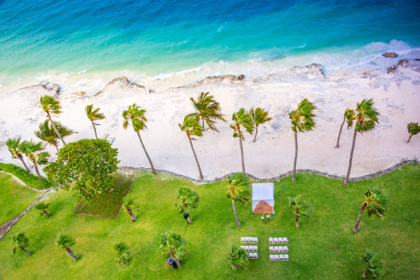 istock Tropical paradise: Cancun idyllic caribbean beach from above, Riviera Maya 1413904253