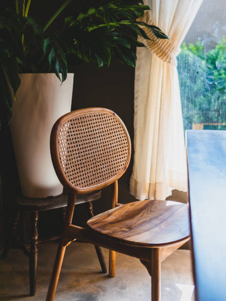 istock Table and chairs in the garden cafe. 1413908989