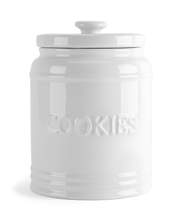 Ceramic Cookie Jar Cut Out On White.