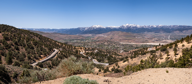 Five image panorama taken from Geiger Grade Road with Mt. Rose in the distance.