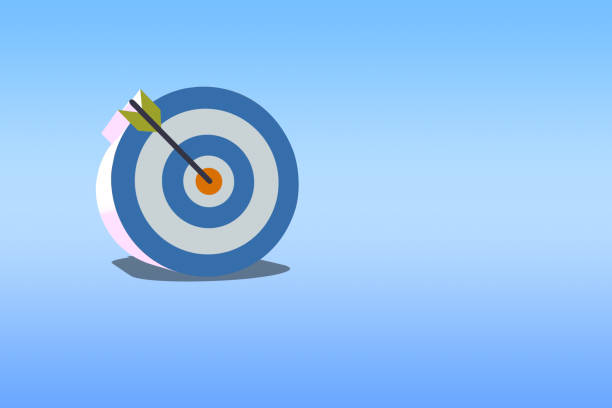 istock Target with arrow, 3d rendering dart board scoring on yellow background 1413916503