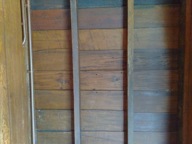 istock Classic style teak wall covering 1413916520