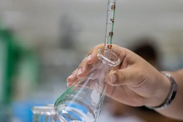 Photo of Titration technique in the laboratory.