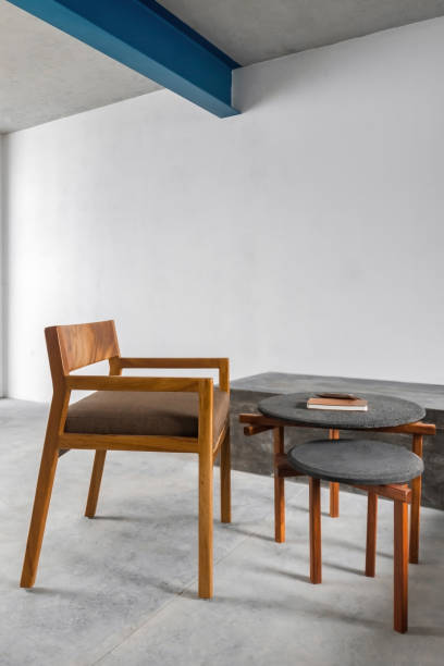 istock side table is terrazzo top and wood base, solid wood or hardwood chair 1413922020