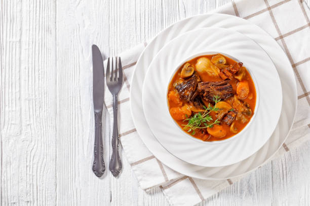 istock Beef Bourguignon, Beef Burgundy in a white bowl 1413924470