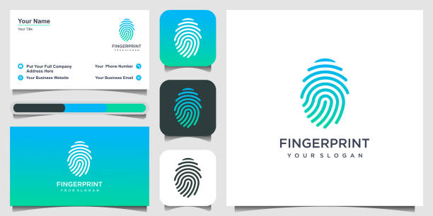 illustration des fingerabdruck-vektorsymbols. logo-design, icon und visitenkarte - thumbprint stock-grafiken, -clipart, -cartoons und -symbole