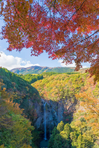 istock autumn leaves and waterfall 1413924785