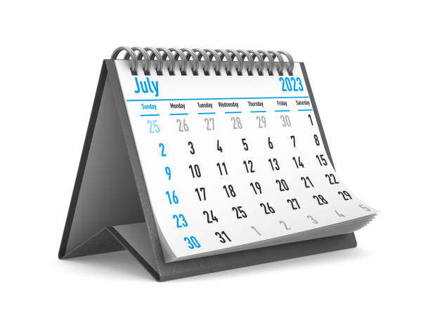 2023年。7月のカレンダー。分離された3dイラストレーション - healthcare and medicine calendar medical exam plan ストックフォトと画像