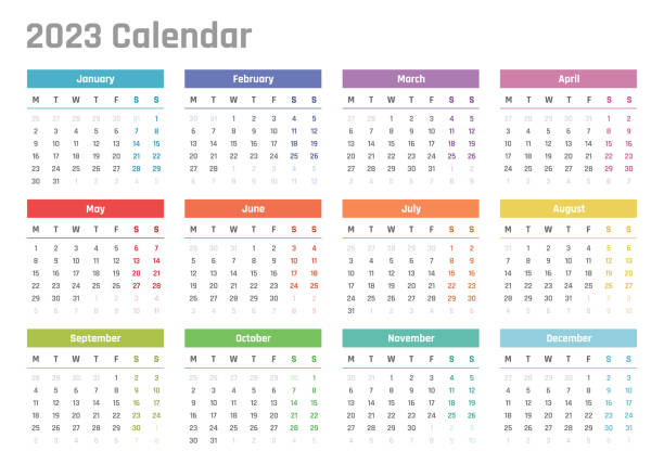 2023 Yearly Calendar Printable - Calendar For 2023 Starts Monday Vector Calendar Design 2023 Year 