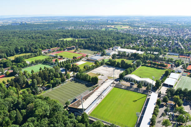 istock View of Stuttgart city with sports fields, Germany 1413945522