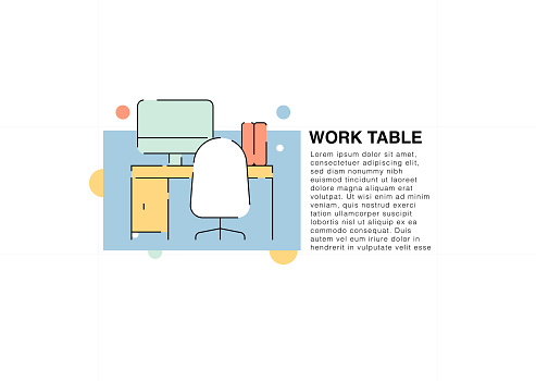 Work Table colored line icon