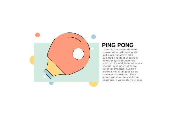 Vector illustration of Ping Pong colored line icon