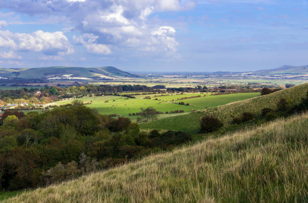 vista de kingston ridge south downs - south downs fotografías e imágenes de stock