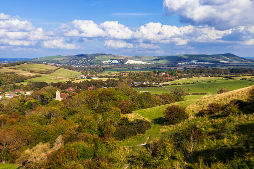 The splendid views from Kingston Ridge on the South Downs in East Sussex south east England