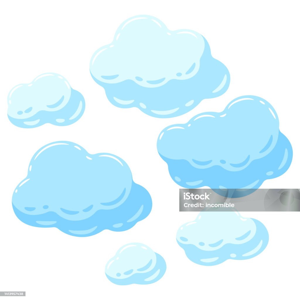 Illustration Of Blue Clouds Cartoon Image Of Overcast Sky Stock