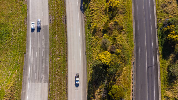 istock Aerial view over a freeway in the countryside 1413957903