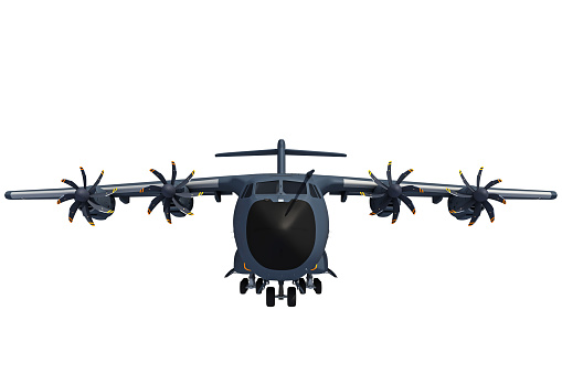 Military aircraft 3D rendering on white background